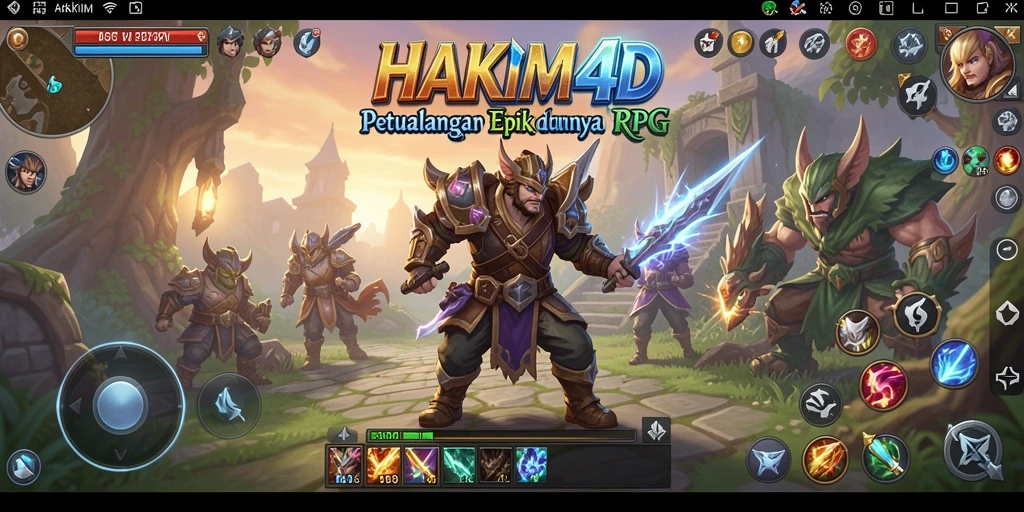 Screenshot HAKIM4D menampilkan aksi epik karakter dalam pertempuran RPG.