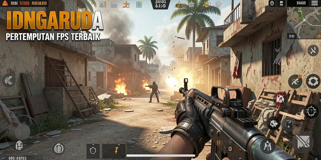 Screenshot gameplay menampilkan aksi tembak-tembakan yang mendebarkan dalam IDNGARUDA.
